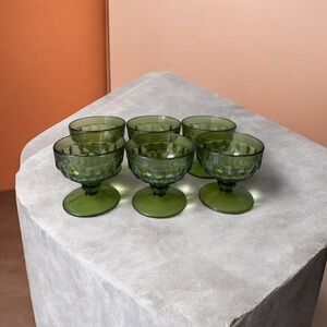 Indiana Short Goblets Cups Green Glasses Tumblers Fostoria Whitehall 6